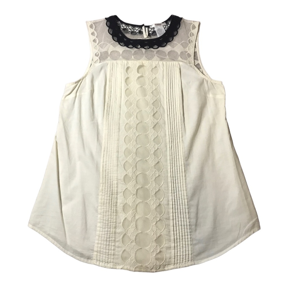 Esley (by Anthropologie) Black Collar Sheer Cotton Tank Top